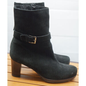 LA CANADIENNE Beverley WATERPROOF SUEDE MID CALF PLATFORM BOOTS SZ 8 BLACK